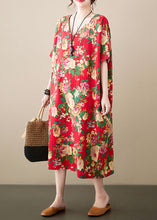 Load image into Gallery viewer, Loose Red Oversized Print Cotton Maxi Dresses Summer