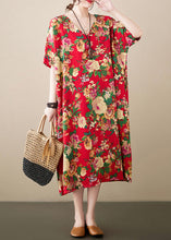 Load image into Gallery viewer, Loose Red Oversized Print Cotton Maxi Dresses Summer