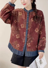 Load image into Gallery viewer, Loose Red Print Patchwork Shirt Spring