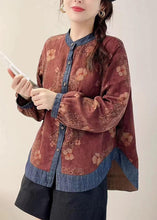 Load image into Gallery viewer, Loose Red Print Patchwork Shirt Spring