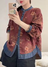 Load image into Gallery viewer, Loose Red Print Patchwork Shirt Spring