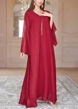 Load image into Gallery viewer, Loose Red V Neck Sequins Chiffon Maxi Dresses Spring