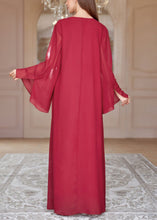 Load image into Gallery viewer, Loose Red V Neck Sequins Chiffon Maxi Dresses Spring