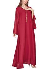 Load image into Gallery viewer, Loose Red V Neck Sequins Chiffon Maxi Dresses Spring