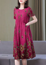 Load image into Gallery viewer, Loose Rose O Neck Print Pockets Cotton Dresses Summer