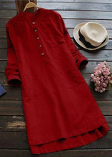 Load image into Gallery viewer, Loose White Button Pockets Linen Shirt Dresses Long Sleeve