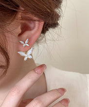 Load image into Gallery viewer, Loose White Copper Overgild Butterfly Stud Earrings