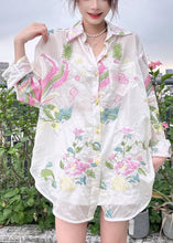 Load image into Gallery viewer, Loose White Embroidered Button Cotton Shirt Long Sleeve