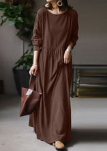 Load image into Gallery viewer, Loose White O Neck Solid Cotton Maxi Dress Long Sleeve