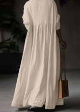 Load image into Gallery viewer, Loose White O Neck Solid Cotton Maxi Dress Long Sleeve