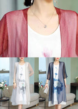 Load image into Gallery viewer, Loose Wine Red V Neck Print Silk Cotton Two Pieces Set Spring