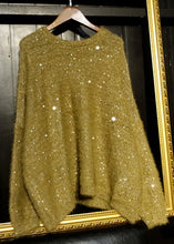 Load image into Gallery viewer, Loose Yellow O Neck Sequins Low High Design Knit Top Long Sleeve