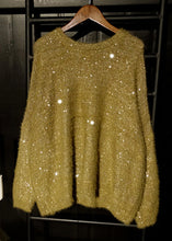 Load image into Gallery viewer, Loose Yellow O Neck Sequins Low High Design Knit Top Long Sleeve