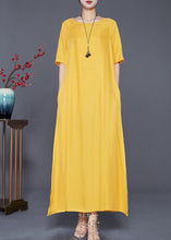 Load image into Gallery viewer, Loose Yellow Oversized Side Open Silk Beach Dress Summer