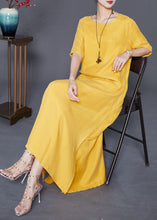 Load image into Gallery viewer, Loose Yellow Oversized Side Open Silk Beach Dress Summer