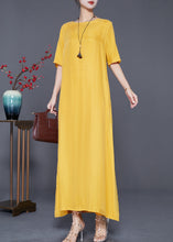 Load image into Gallery viewer, Loose Yellow Oversized Side Open Silk Beach Dress Summer