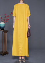 Load image into Gallery viewer, Loose Yellow Oversized Side Open Silk Beach Dress Summer