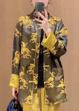 Load image into Gallery viewer, Loose Yellow Print Button Pockets Silk Shirts Long Sleeve