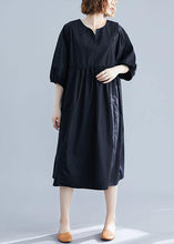 Load image into Gallery viewer, Loose Green Geometry o neck cotton Tunics Cinched Maxi summer Dresses