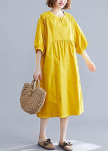 Load image into Gallery viewer, Loose Green Geometry o neck cotton Tunics Cinched Maxi summer Dresses