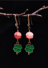 Load image into Gallery viewer, Lucky Green Four Leaf Clover Gilding Drop Earrings