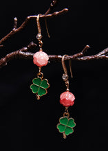 Load image into Gallery viewer, Lucky Green Four Leaf Clover Gilding Drop Earrings