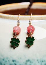 Load image into Gallery viewer, Lucky Green Four Leaf Clover Gilding Drop Earrings