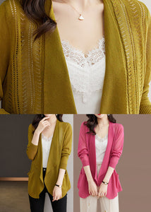 Matcha Colour Hollow Out Ice Size Knit Cardigans Long Sleeve