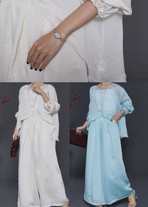 Milk White Chiffon Two Pieces Set Low High Design Summer