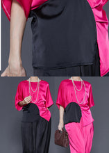 Load image into Gallery viewer, Modern Black Asymmetrical Patchwork Silk Two Piece Suit Set Summer