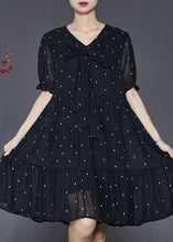 Load image into Gallery viewer, Modern Black Bow Chiffon Mid Dress Summer