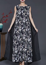 Load image into Gallery viewer, Modern Black Print Patchwork Shawl Chiffon Long Dress Sleeveless