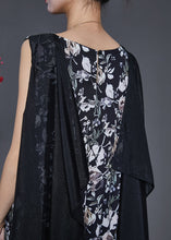 Load image into Gallery viewer, Modern Black Print Patchwork Shawl Chiffon Long Dress Sleeveless