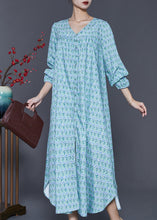 Load image into Gallery viewer, Modern Blue Oversized Print Side Open Cotton Ankle Dress Spring