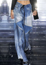 Load image into Gallery viewer, Modern Blue Pockets Patchwork Denim Wide Leg Pants Spring