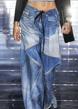 Load image into Gallery viewer, Modern Blue Pockets Patchwork Denim Wide Leg Pants Spring