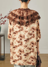 Load image into Gallery viewer, Modern Brown Peter Pan Collar Tie Dye Chiffon Shirts Spring