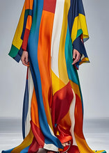 Load image into Gallery viewer, Modern Colorblock O Neck Silk Holiday Maxi Dress Long Sleeve