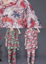 Load image into Gallery viewer, Modern Green Floral Print Chinese Button Linen Two Pieces Set Summer