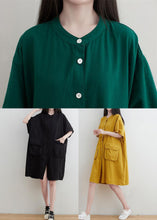 Load image into Gallery viewer, Modern Green Oversized Pockets Linen Maxi Dress Short Sleeve