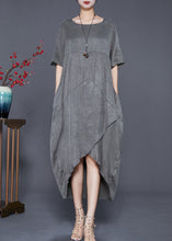 Load image into Gallery viewer, Modern Grey Asymmetrical Patchwork Silk Robe Dresses Summer