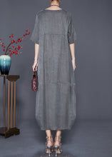 Load image into Gallery viewer, Modern Grey Asymmetrical Patchwork Silk Robe Dresses Summer