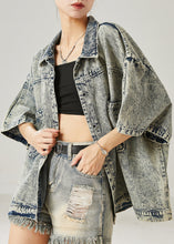 Load image into Gallery viewer, Modern Grey Oversized Pockets Denim Jacket Summer