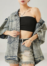 Load image into Gallery viewer, Modern Grey Oversized Pockets Denim Jacket Summer