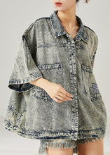 Load image into Gallery viewer, Modern Grey Oversized Pockets Denim Jacket Summer