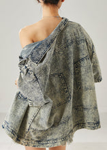 Load image into Gallery viewer, Modern Grey Oversized Pockets Denim Jacket Summer