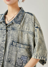 Load image into Gallery viewer, Modern Grey Oversized Pockets Denim Jacket Summer