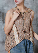 Load image into Gallery viewer, Modern Khaki Hooded Hollow Out Knit Cardigan Summer