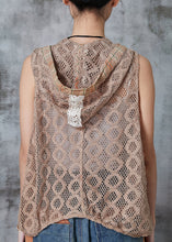 Load image into Gallery viewer, Modern Khaki Hooded Hollow Out Knit Cardigan Summer