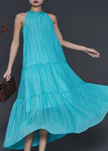 Load image into Gallery viewer, Modern Lake Green Cold Shoulder Silk Holiday Dress Summer